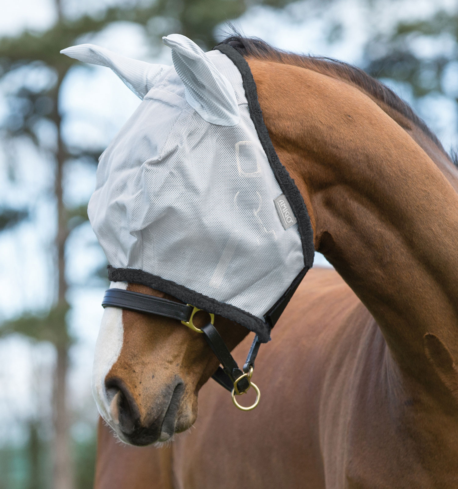 Máscara anti-moscas Horseware Amigo Bege / verde Máscara anti-moscas Horseware Amigo Bege / verde
