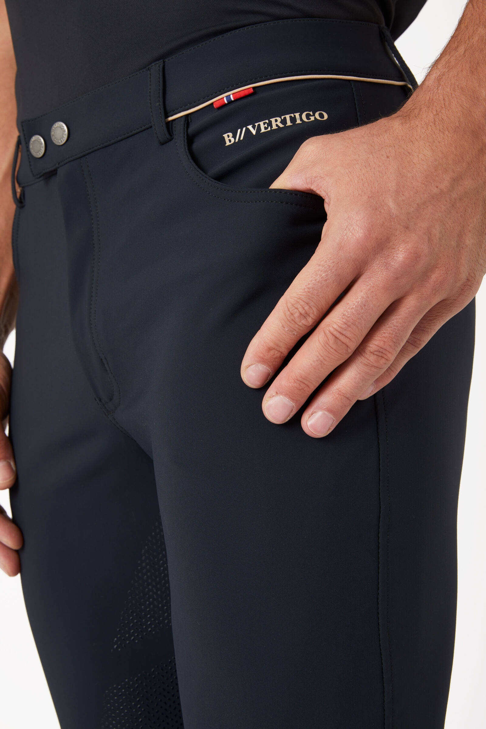 Calça de equitação com grip integral B Vertigo Damien masculino Cinza antracite escuro Cinzento