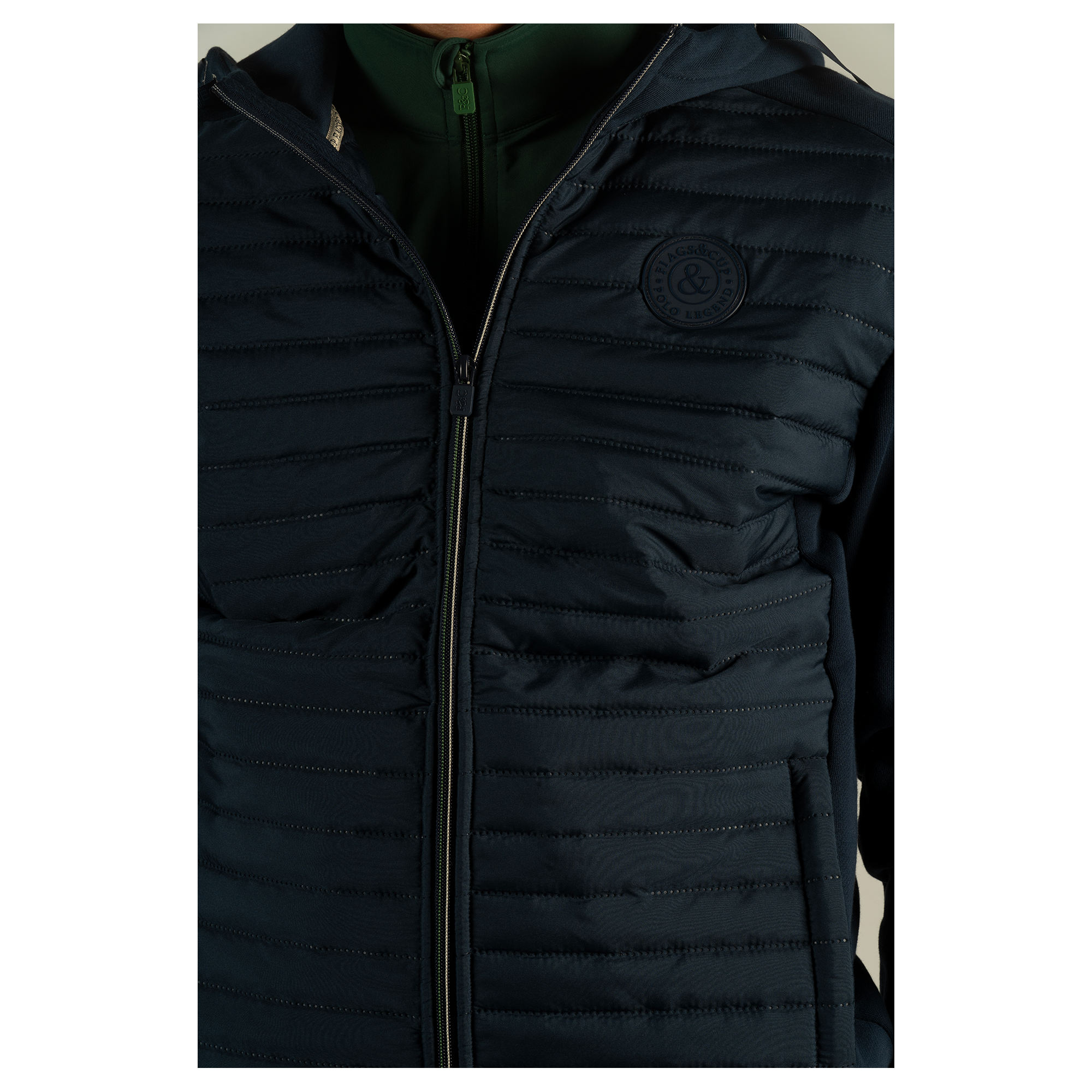 Casaco com fecho masculino bimatéria Sauvo Flags & Cup Azul-marinho