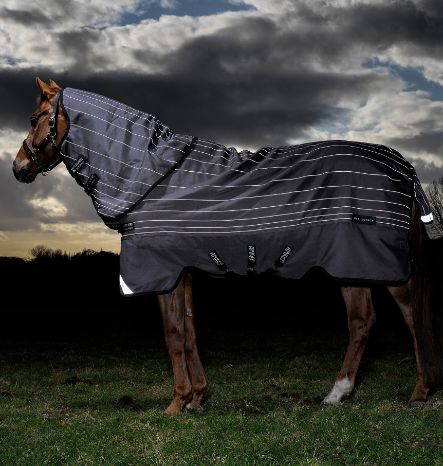 Capa Horseware Amigo Bravo 12 Reflectech Plus 100g Cinza / refletivo Cinzento