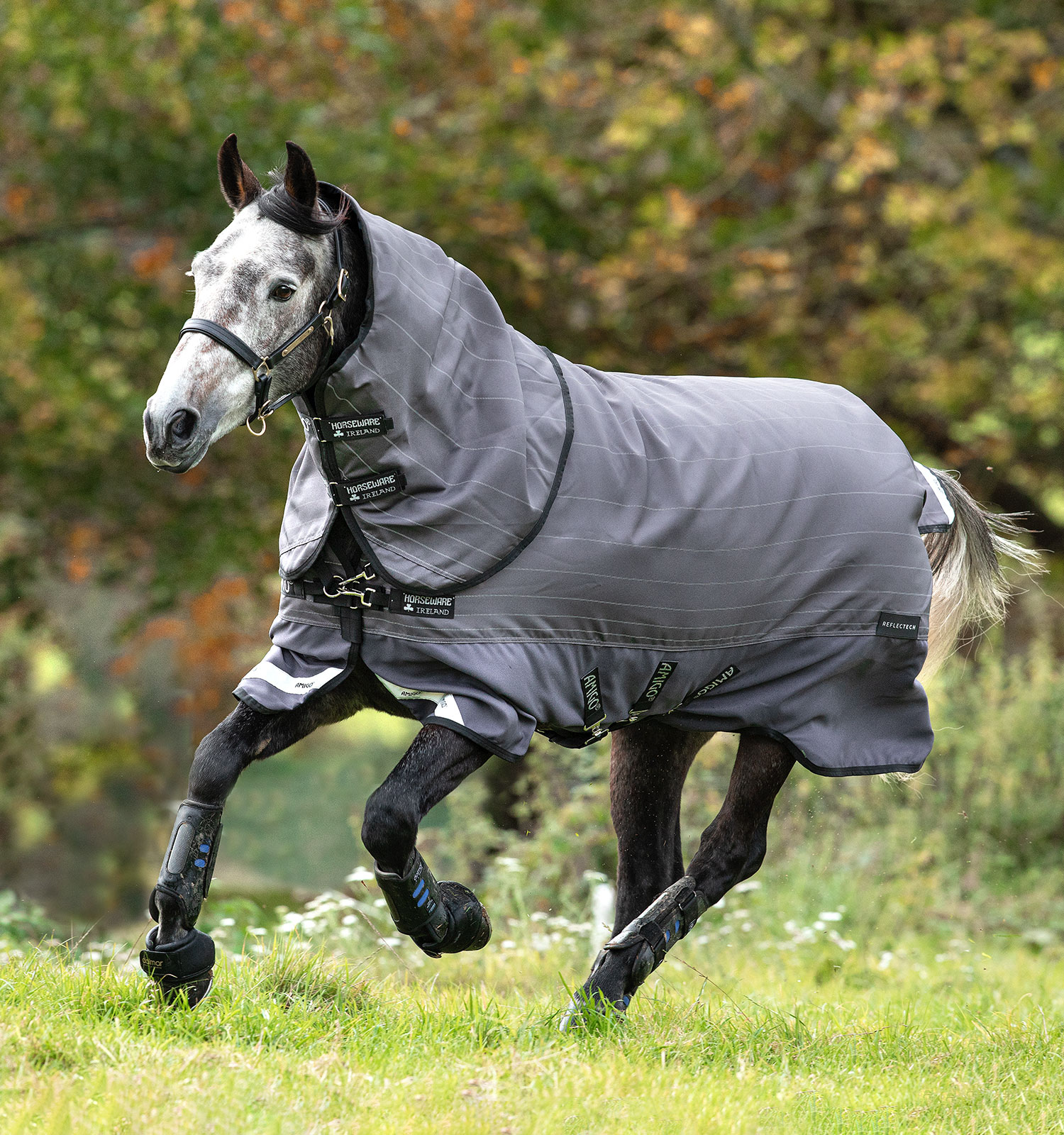 Capa Horseware Amigo Bravo 12 Reflectech Plus 100g Cinza / refletivo Cinzento
