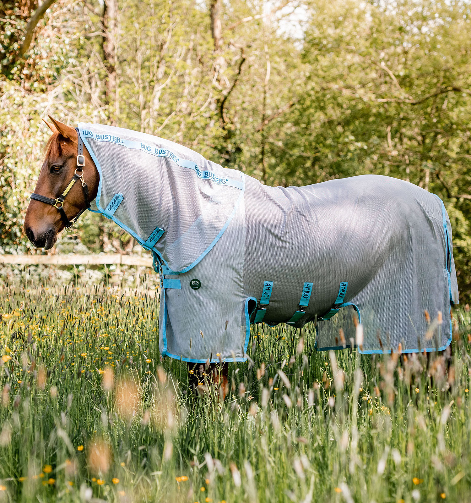 Cubre-moscas Horseware Amigo AmEco Bug Buster 0g Prata / azul céu Cubre-moscas Horseware Amigo AmEco Bug Buster 0g Prata / azul céu