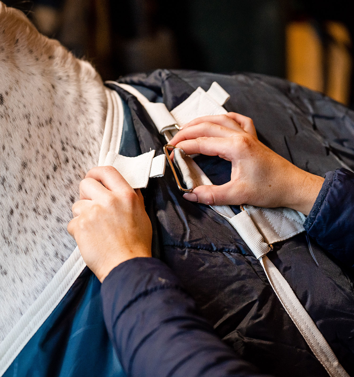 Forro Horseware 100g Eco Sarcelle eco print / cinza Azul Forro Horseware 100g Eco Sarcelle eco print / cinza Azul