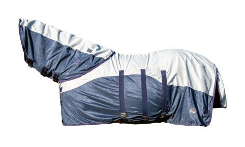 Fliegendecke Rain Halsteil & Decke HKM Azul escuro / cinza Fliegendecke Rain Halsteil & Decke HKM Azul escuro / cinza