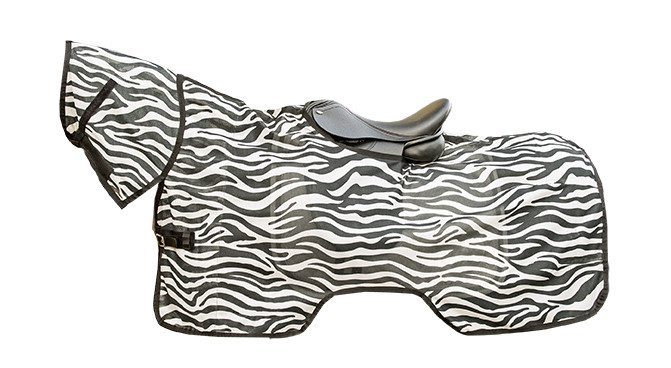 Capa anti-moscas Zebra para passeios HKM Branco / preto