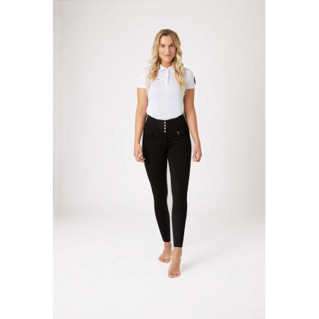 Calça de equitação cintura alta Tara silicone com grip completo feminino Horze