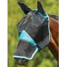 Máscara anti-moscas Weatherbeeta ComFiTec Deluxe Fine Mesh com orelhas e nariz - Preto / turquesa