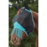 Máscara anti-moscas Weatherbeeta ComFiTec Deluxe Mesh com orelhas e franjas - Preto / turquesa