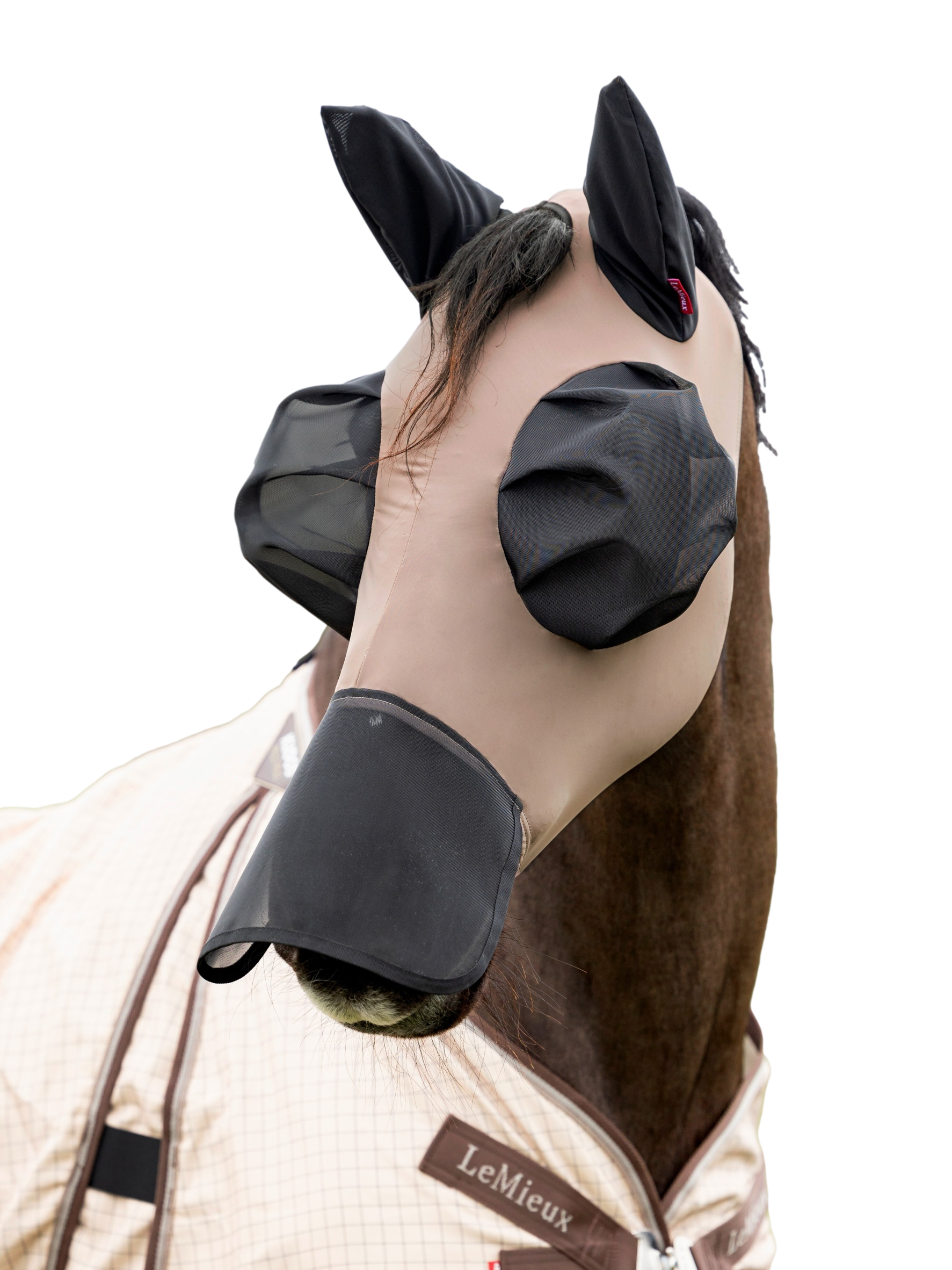 Máscara anti-moscas com nariz LeMieux Bug Relief Full Noz Castanho