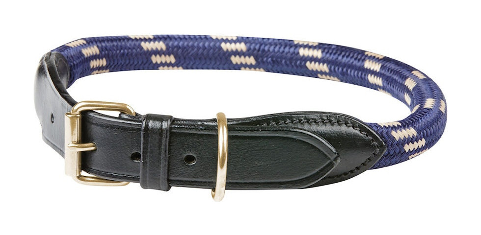 Coleira para cão Weatherbeeta de couro e corda Marrom / azul-marinho Castanho
