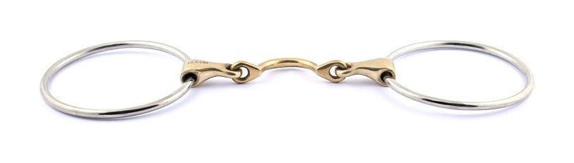 Mors 2 anneaux 90 mm Jump'In double brisure avec passage de langue Mors 2 anneaux 90 mm Jump'In double brisure avec passage de langue