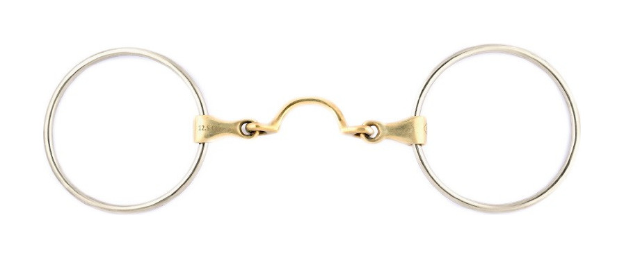 Mors 2 anneaux 90 mm Jump'In double brisure avec passage de langue Mors 2 anneaux 90 mm Jump'In double brisure avec passage de langue