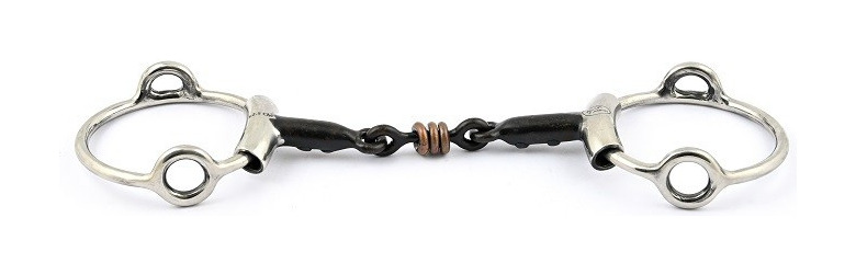 Mors Jump'In Blue Steel releveur double brisure et incrustation cuivre