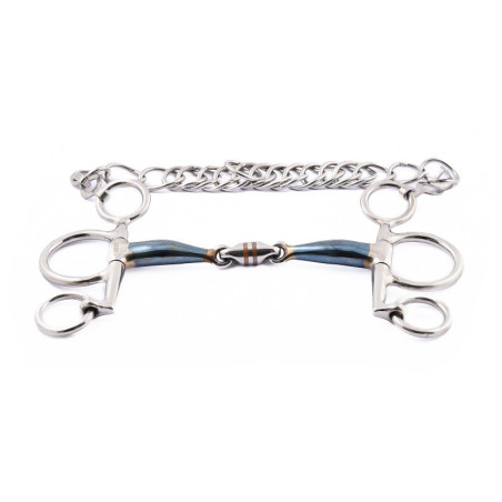 Mors Pelham Jump'In hastes pequenas dupla rutura aço azul