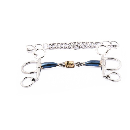 Mors Pelham Jump'In ramos pequenos dupla rutura aço azul e cobre