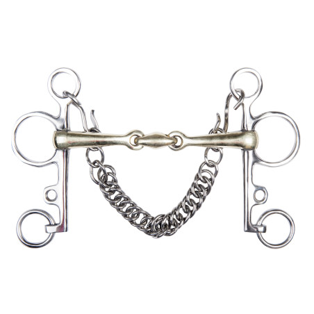 Pelham em alpaca HKM 16 mm, corrente 7 cm