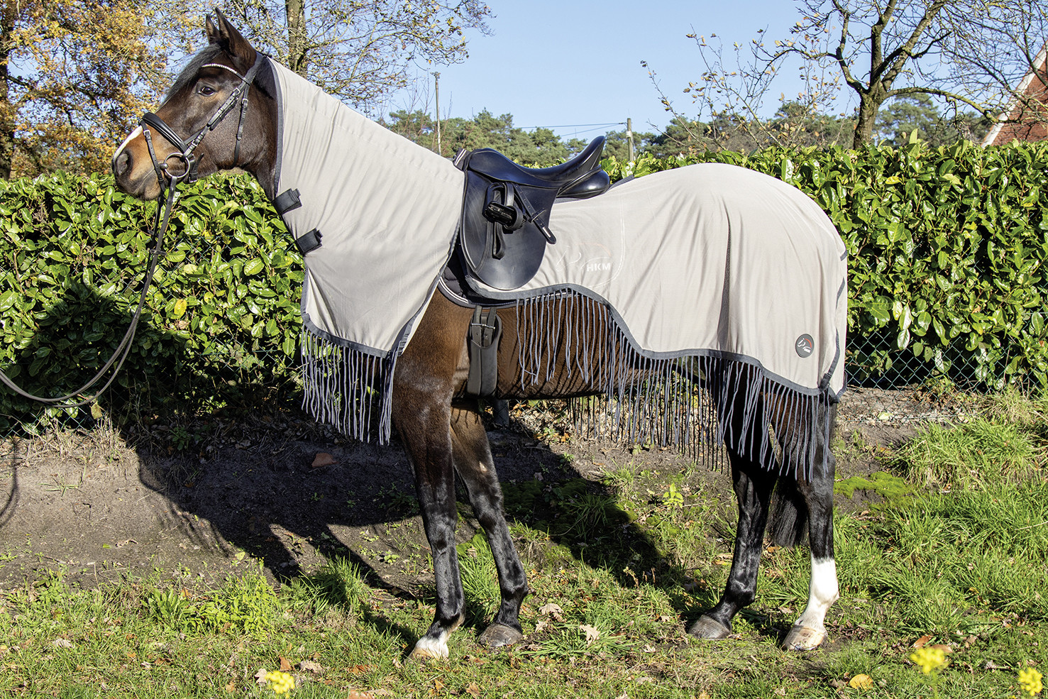 Capa anti-moscas com franjas Stylec.amovível HKM Prateado / cinza Prata