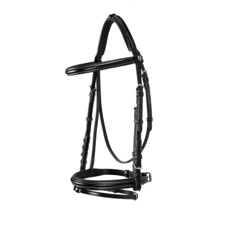 Bridão inglês de couro com costuras contrastantes Stitched Equestro