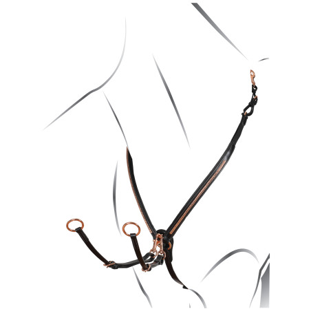 Peitoral com clincher e forquilha em couro ouro rosa Equestro