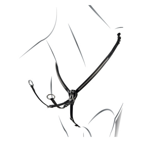 Peitoral de couro com clincher prateado Equestro