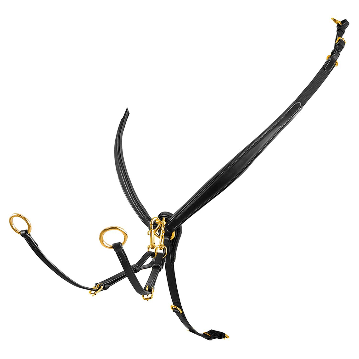 Peitoral de obstáculos em couro com fivelas em aço Equestro Preto