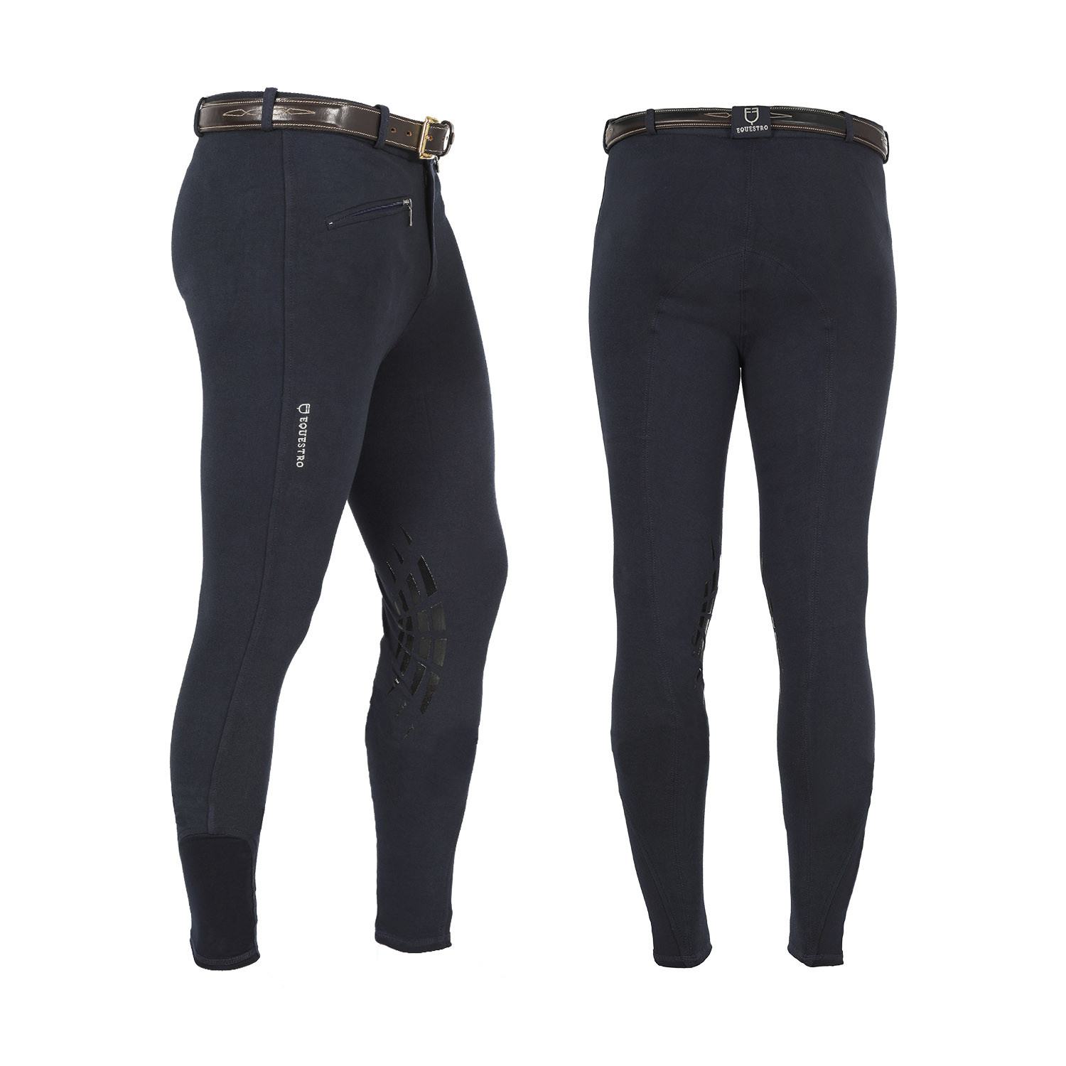 Calça masculina Zeus com grip no joelho em algodão elástico Equestro Marinho Azul-marinho