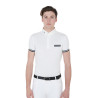Polo de competición ajustado de manga corta para hombre con inserciones negras Garen Equestro - Branco