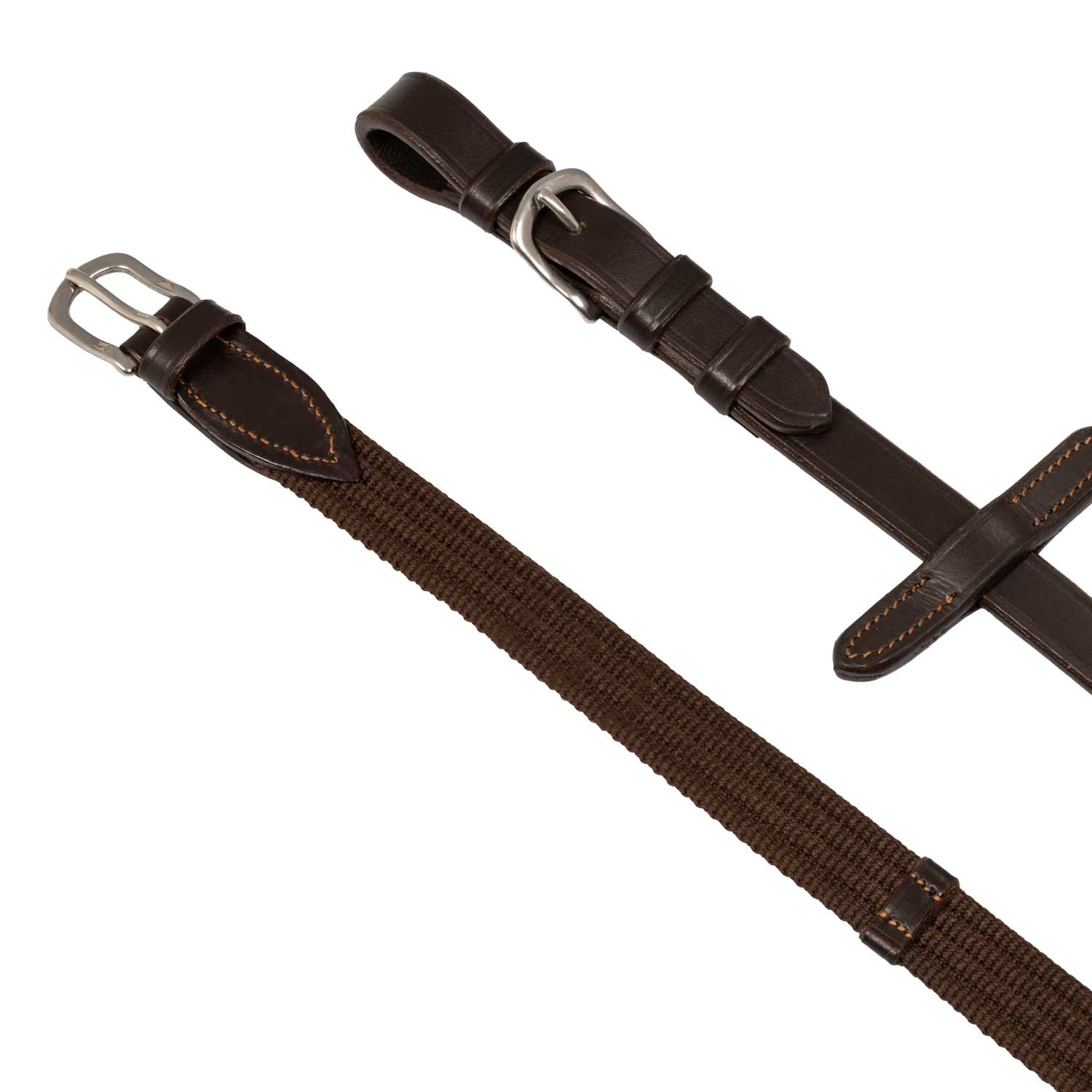 Enrenamento Thiedemann em couro italiano e nylon tubular Acavallo Castanho escuro