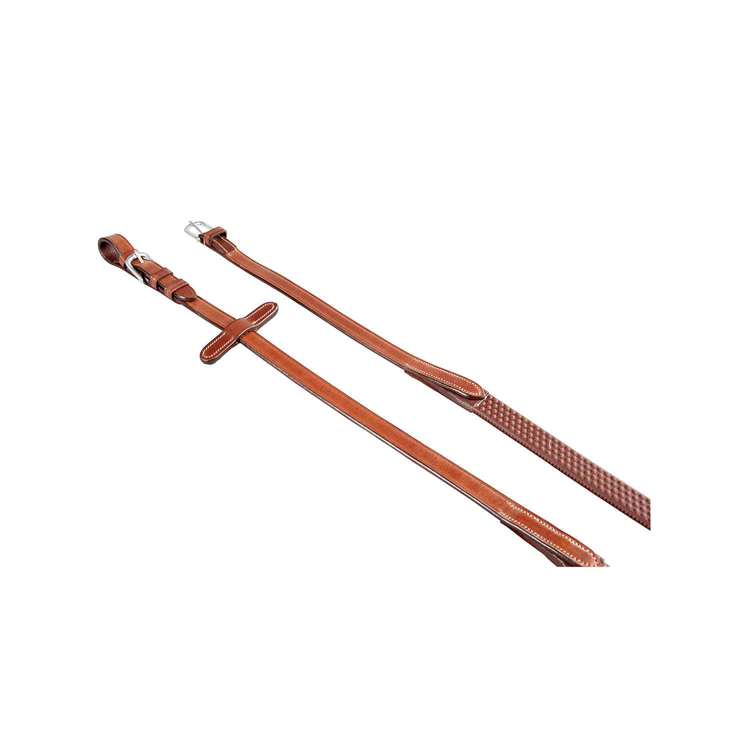 Riendas de cuero italiano y goma Kris con hebillas plateadas Equestro Preto