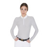 Langarm-Poloshirt aus technischem Fleecestoff Damen Warm+ Equestro - Cinzento