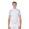 Polo de competição ajustado de mangas curtas masculino com 4 botões Equestro - Azul céu