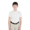 Polo de treino técnico de mangas curtas infantil com fecho éclair Equestro - Branco