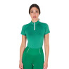 Polo de treino técnico ajustado com zíper feminino Equestro - Verde ultramarino