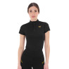 Polo com inserções em malha feminino Equestro - Preto