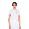 Polo de treino ajustado em tecido respirável feminino Equestro - Branco / madressilva