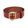 Cinto de couro com logotipo e fivela com logotipo Equestro - Ouro / conhaque