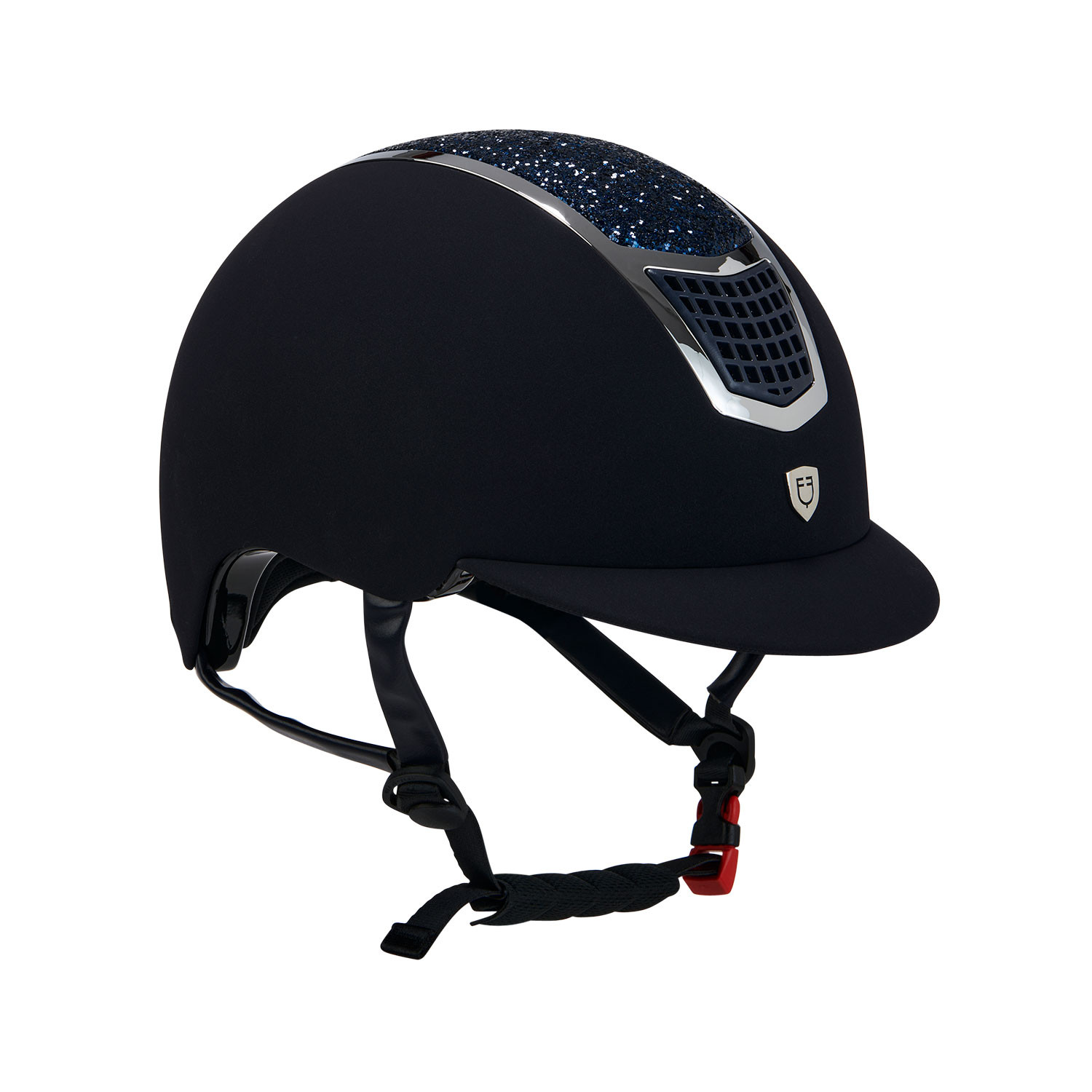 Capacete de veludo ultraleve com strass Eclipse Equestro Preto / prata