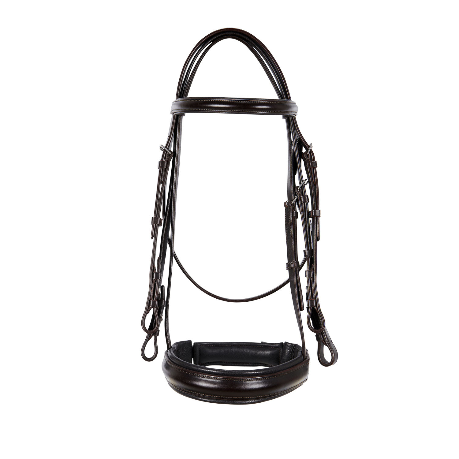 Bridão de adestramento em couro Dressage Equestro Castanho escuro Bridão de adestramento em couro Dressage Equestro Castanho escuro