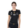 Camiseta de treino feminina GP em tecido técnico com multi-logotipo Equestro - Preto