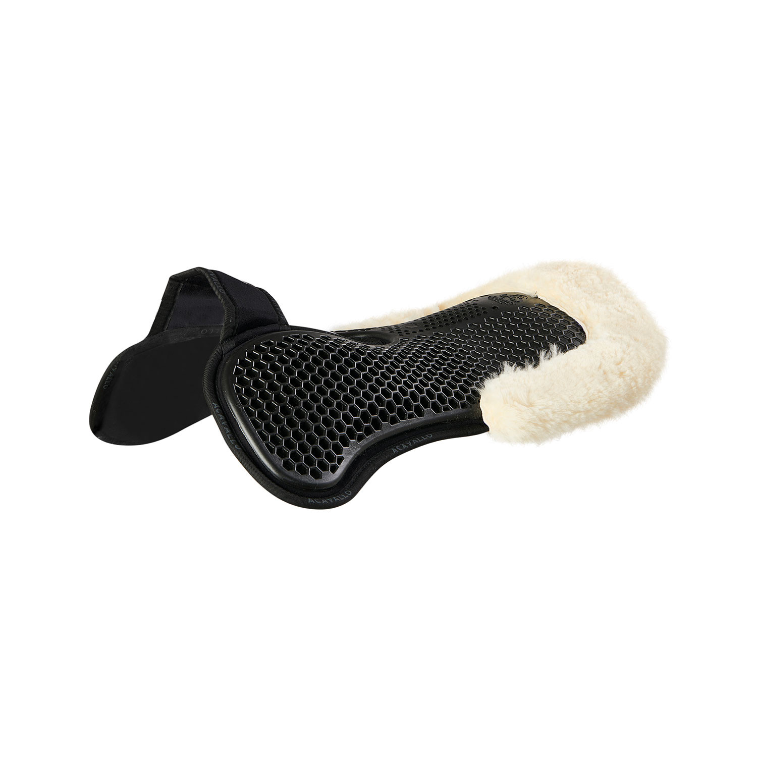Amortecedor traseiro de camurça com lã de carneiro e dianteiro em gel Acavallo Preto / branco