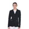 Casaco de competição perfurado feminino 4 botões Equestro - Preto