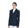 Casaco de competição perfurado feminino 4 botões Equestro - Marinho