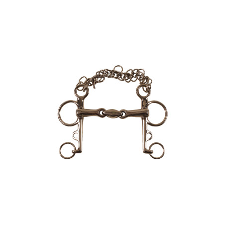 Mors Pelham Inox com Dupla Articulação e Hastes Curtas Umbria Equitazione