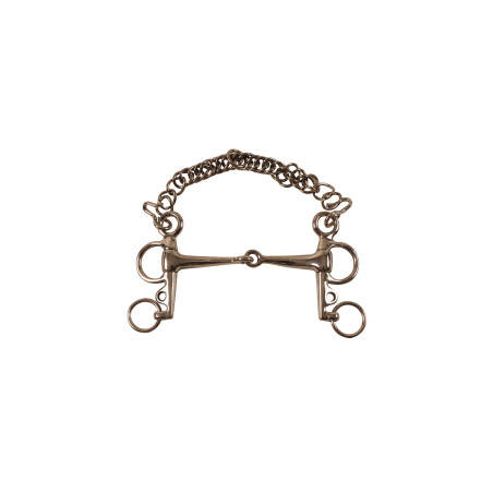 Mors Pelham Cheio em Inox com Hastes Curtas Umbria Equitazione