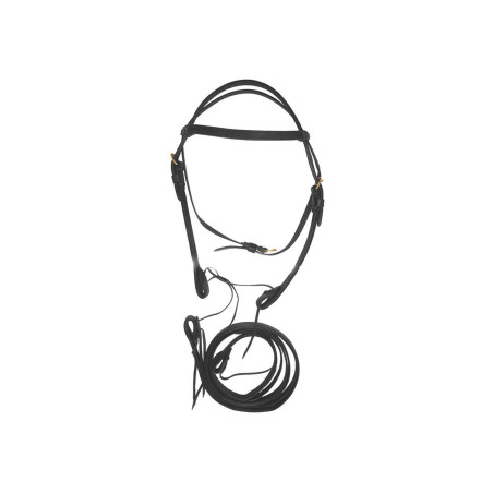 Bridão Western em Couro Duplo com Rédeas Lakota