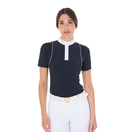 Polo de competição Feminino de Mangas Curtas com Botões Equestro