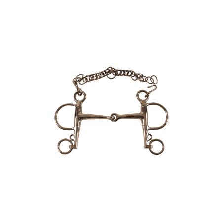 Freio Pelham maciço em aço inoxidável com hastes curtas Umbria Equitazione