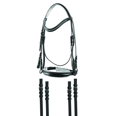 Bridão de adestramento em couro com pedras JM