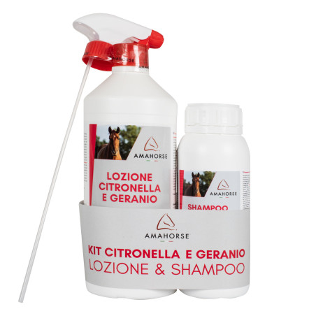 Kit loção de citronela e gerânio 1L + shampoo de citronela 500ml Umbria Equitazione