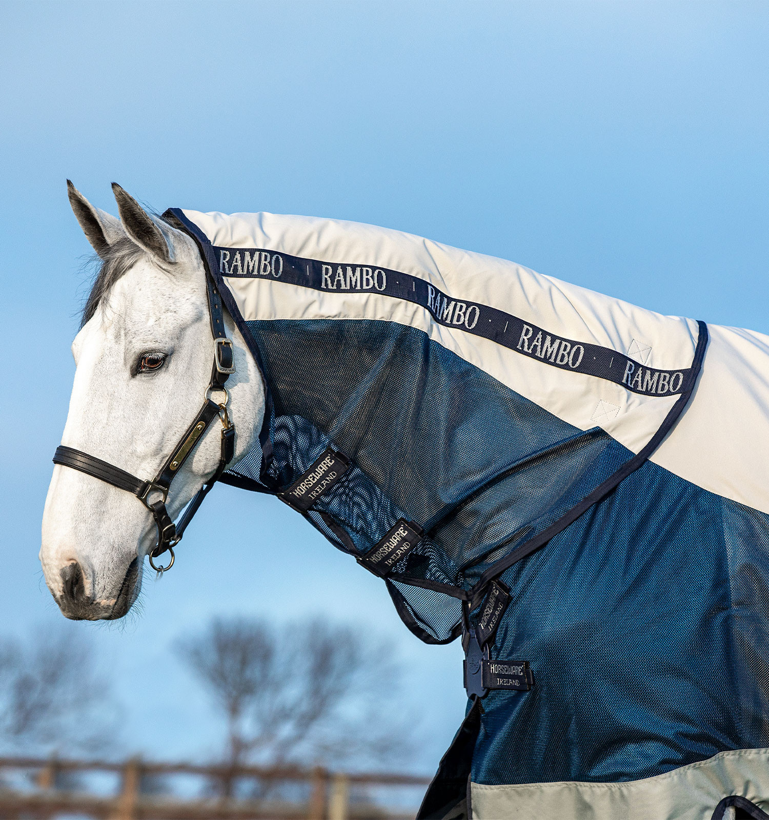 Capa de exterior Horseware Rambo® Summer 0g com disco e forro de 100g Marinho / cinza Azul